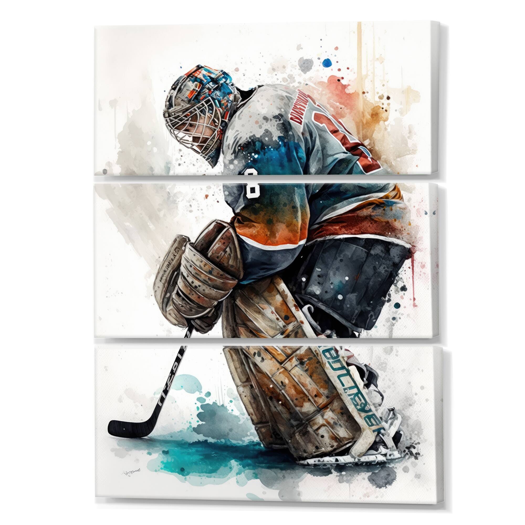 Designart "Hockey Goalie During Game V" Sport Hockey Canvas Art Print